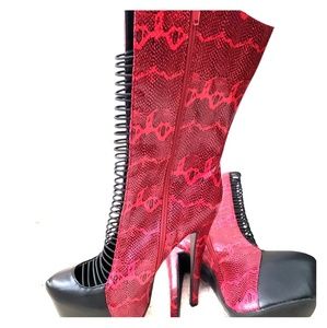 Platform Faux Snakeskin Boots